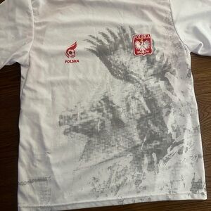 Poland Polska White and Gray Soccer Jersey, Men’s M